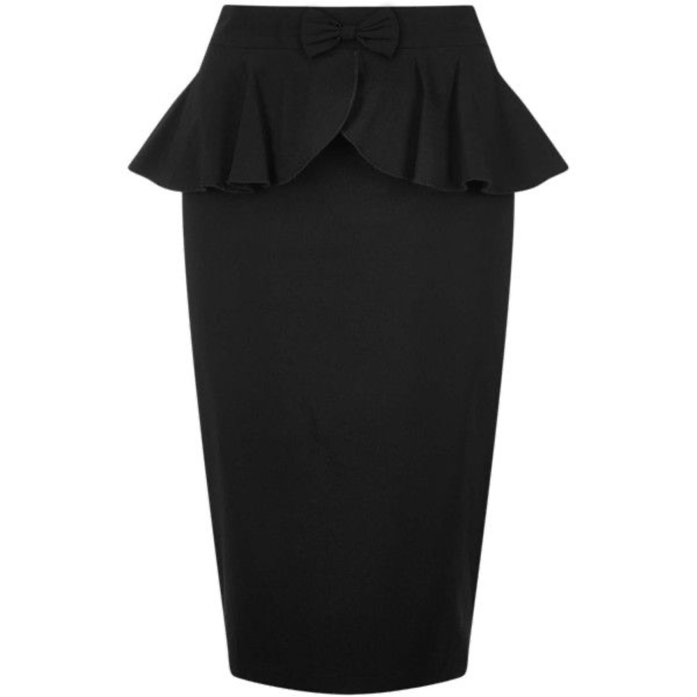 Collectif Black Peplum Pencil Skirt